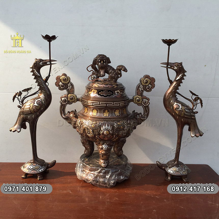 Bộ Tam Sự Bằng Đồng Ngũ Sắc Cao 61cm